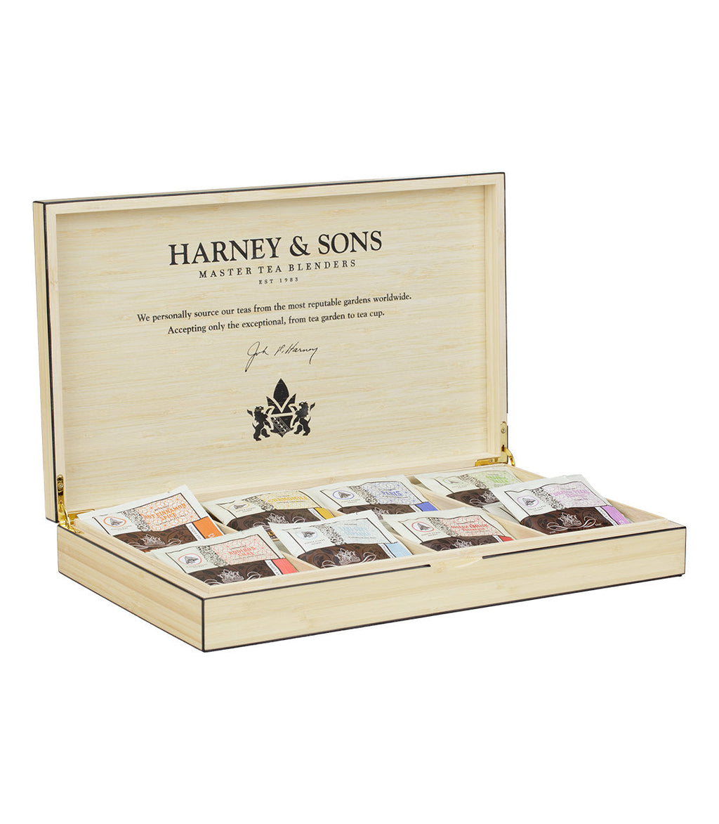 Bamboo Heirloom Tea Chest Featuring Eight Teas – Wrapped Sachets.