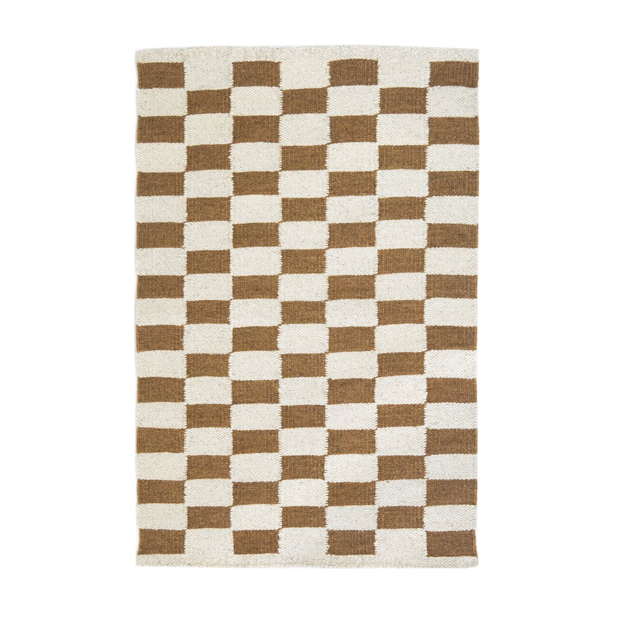 Zapotec Checkered Rug in Umber & Ivory