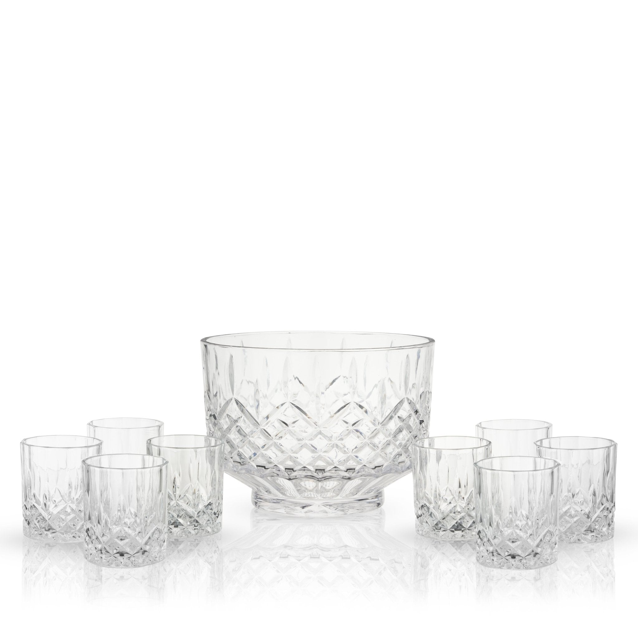 Admiral Crystal Punch Bowl and Tumbler Set.