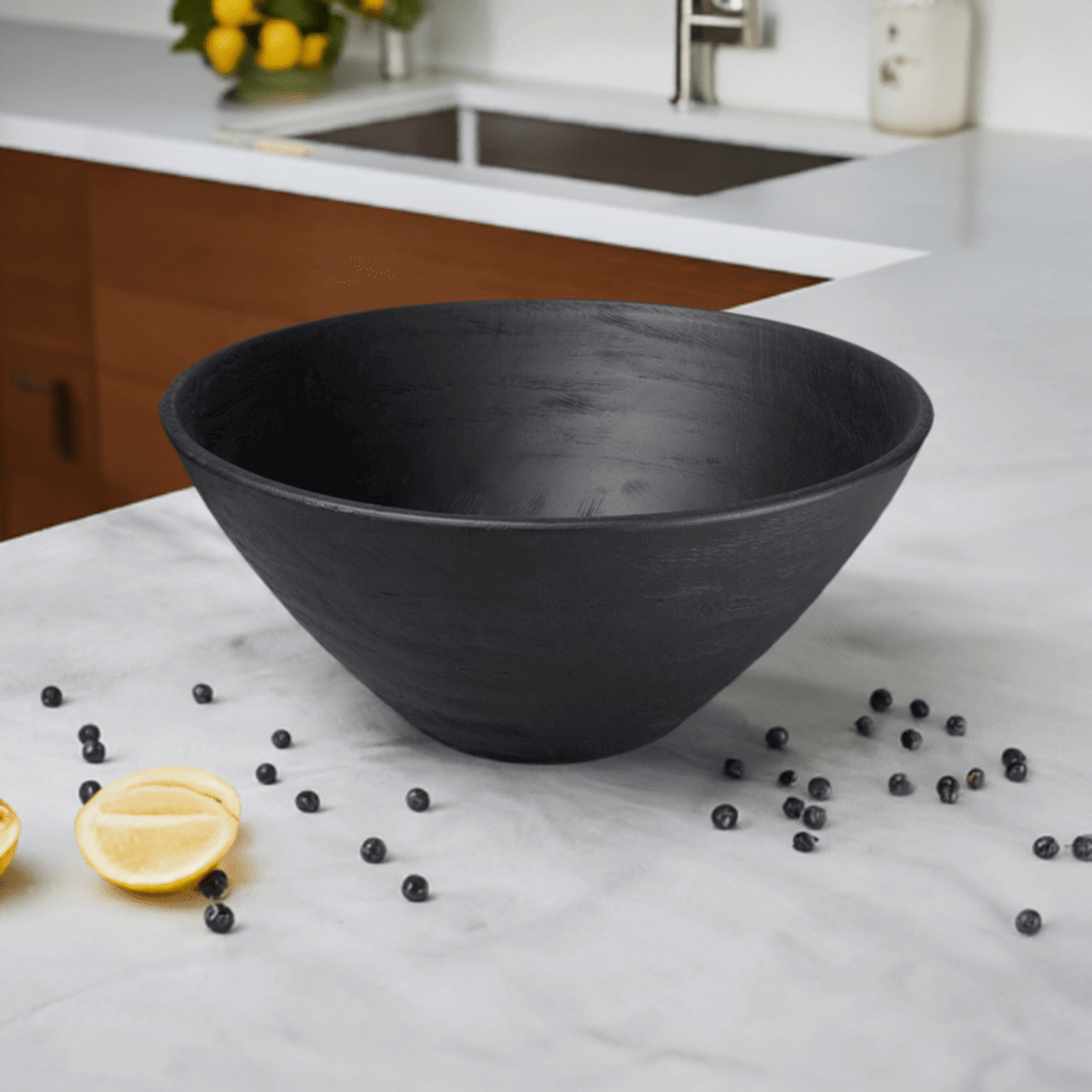 Arendal Black Mango Wood Serving Bowl | Sustainable Luxury Statement Piece by be HOME.