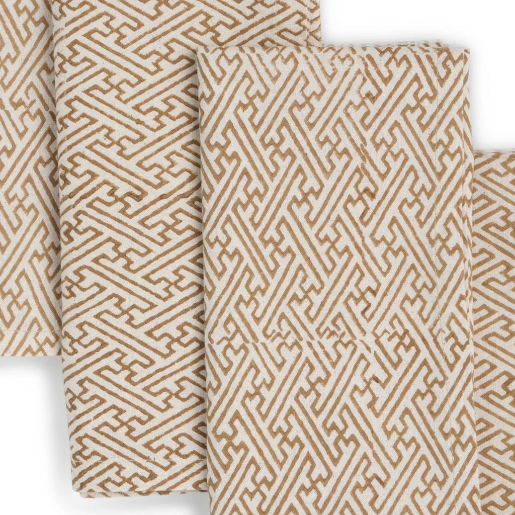 VERTEX Hand Block Printed Napkins - Set of 4. Cotton - Fair Trade - Artisan Made