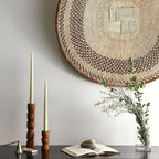 Totem Pine Wood Taper Candlestick Holder