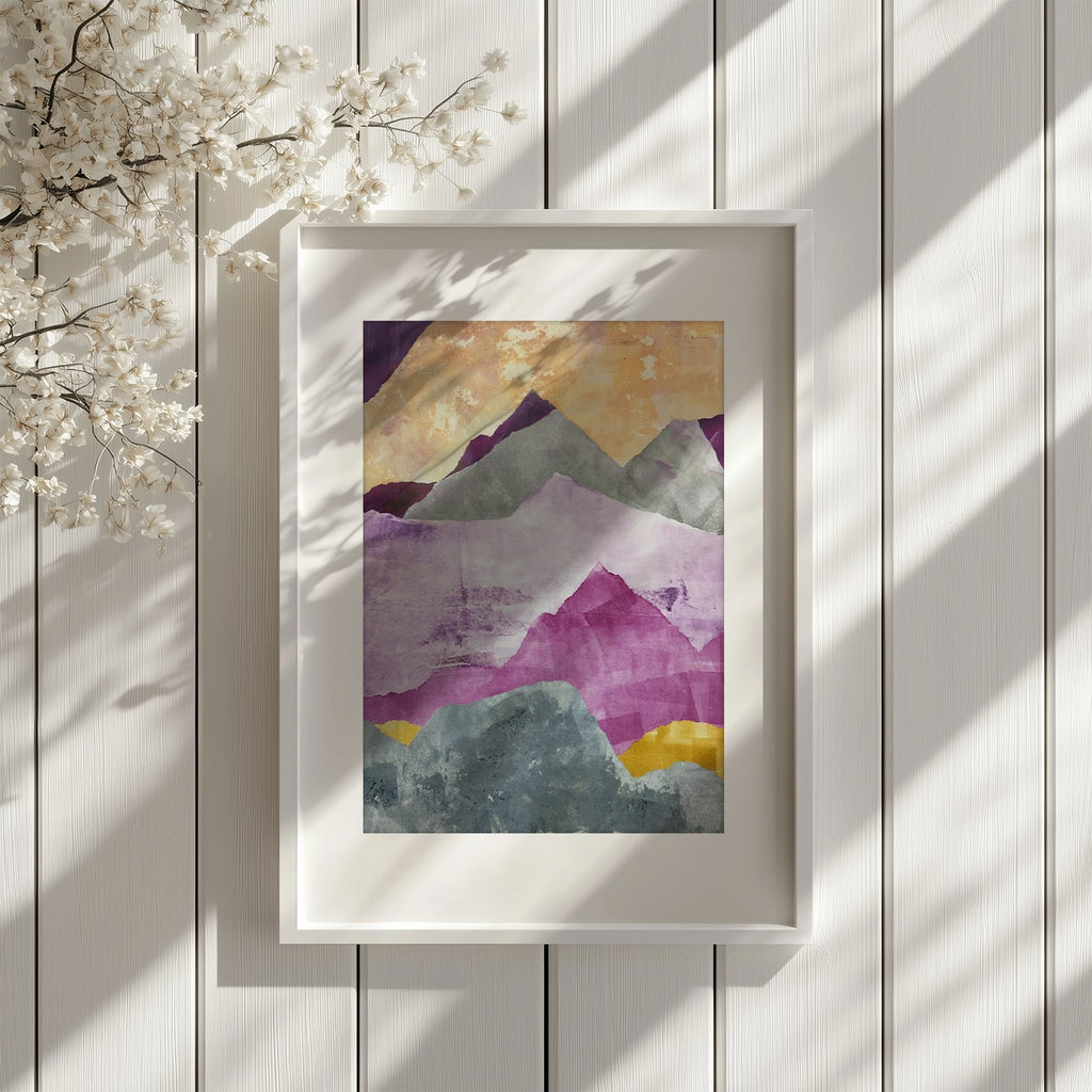 Sunset Mountains Large Framed Print