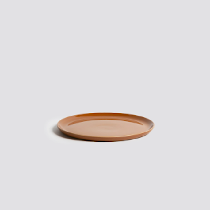Stoneware Flat Salad/Dinner Plate | Edan 9.4" - Matte/Shiny Terracotta