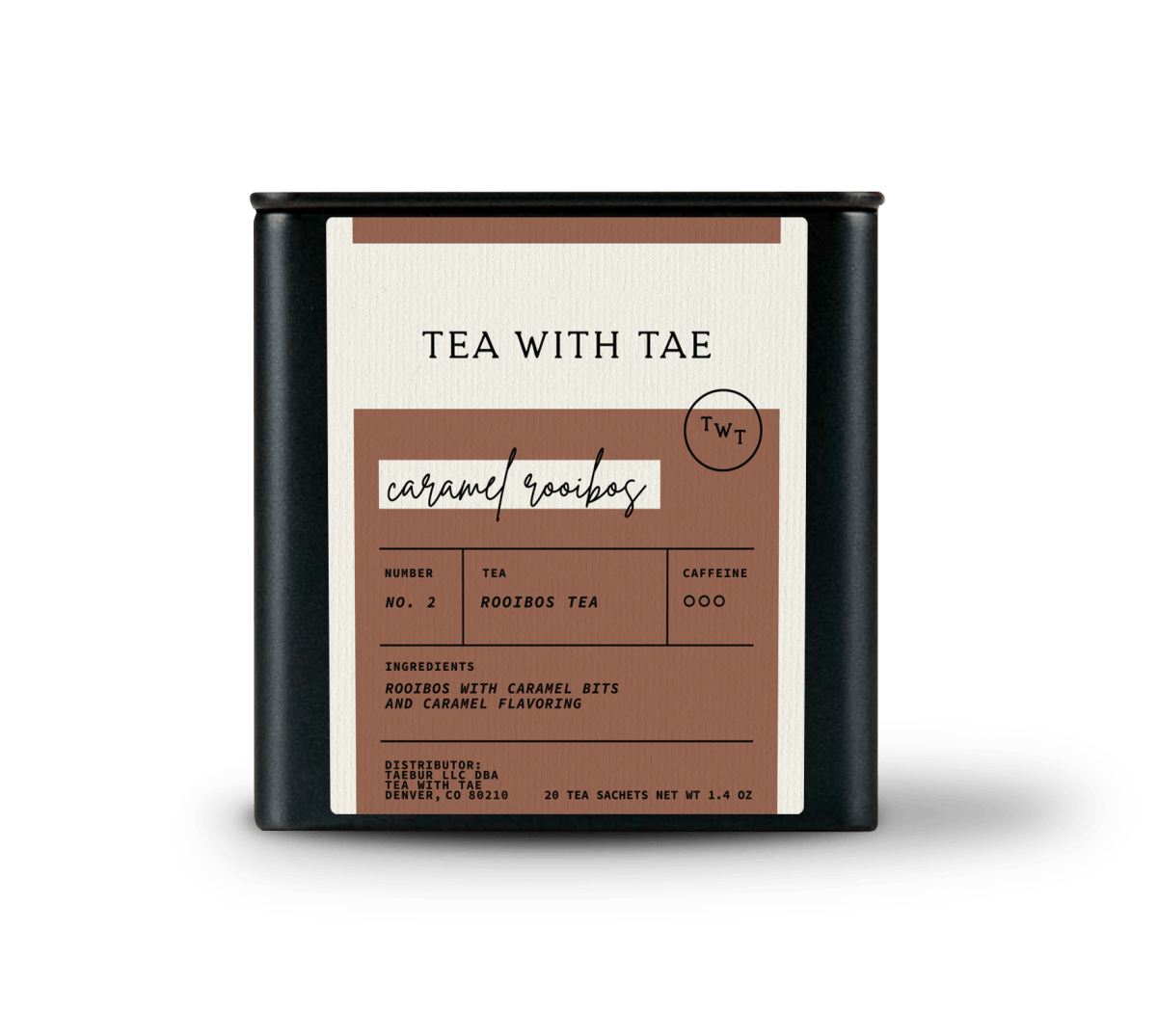 Caramel Rooibos Tea Tin Gift (20 tea sachets).