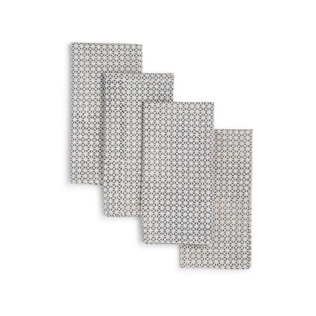 VERTEX Hand Block Printed Napkins - Set of 4. Cotton - Fair Trade - Artisan Made
