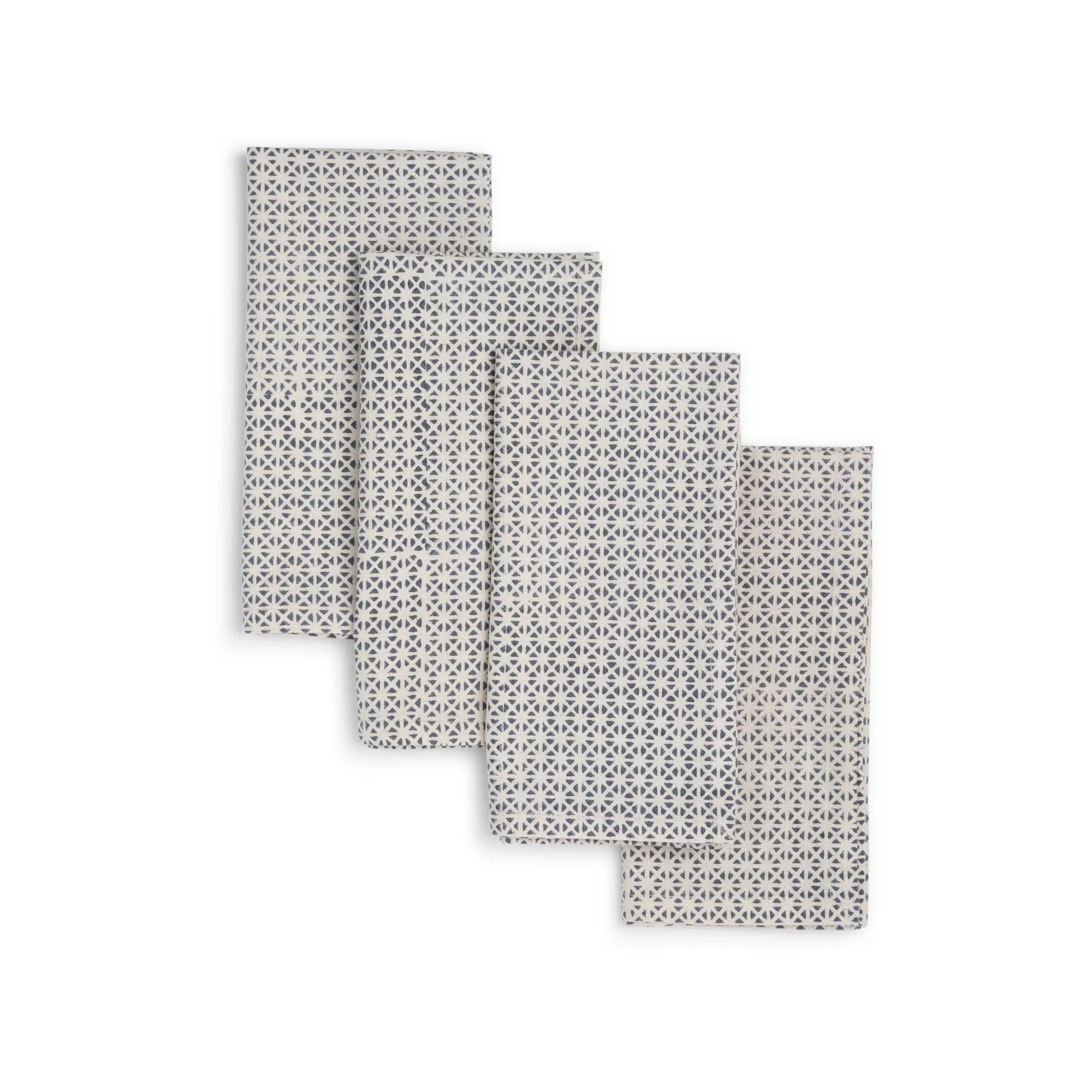 VERTEX Hand Block Printed Napkins - Set of 4. Cotton - Fair Trade - Artisan Made