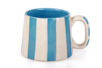 Ceramic Aqua Blue Stripe Coffee cup - 3.5 x 2.5 Inches ( Set of 4 ) - Shop_nameCasa Amarosa | Home Goods