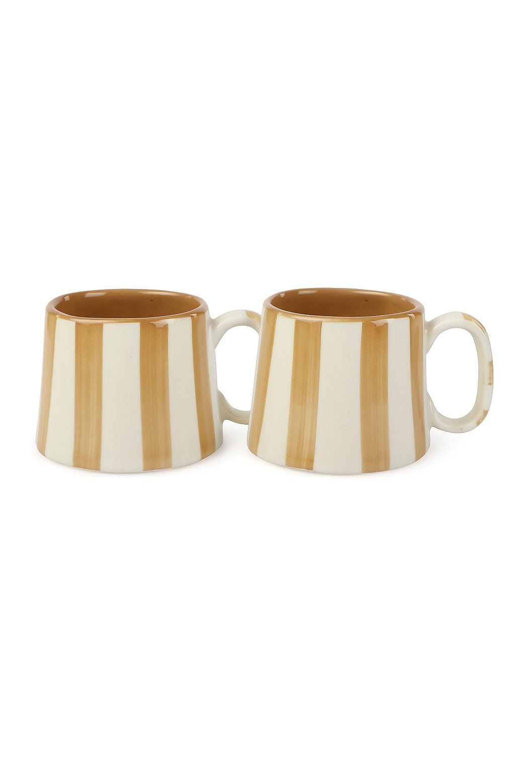 Ceramic Brown Stripe Coffee cup - 3.5 x 2.5 Inches ( Set of 2 ) - Shop_nameCasa Amarosa | Home Goods