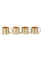 Ceramic Brown Stripe Coffee cup - 3.5 x 2.5 Inches ( Set of 4 ) - Shop_nameCasa Amarosa | Home Goods