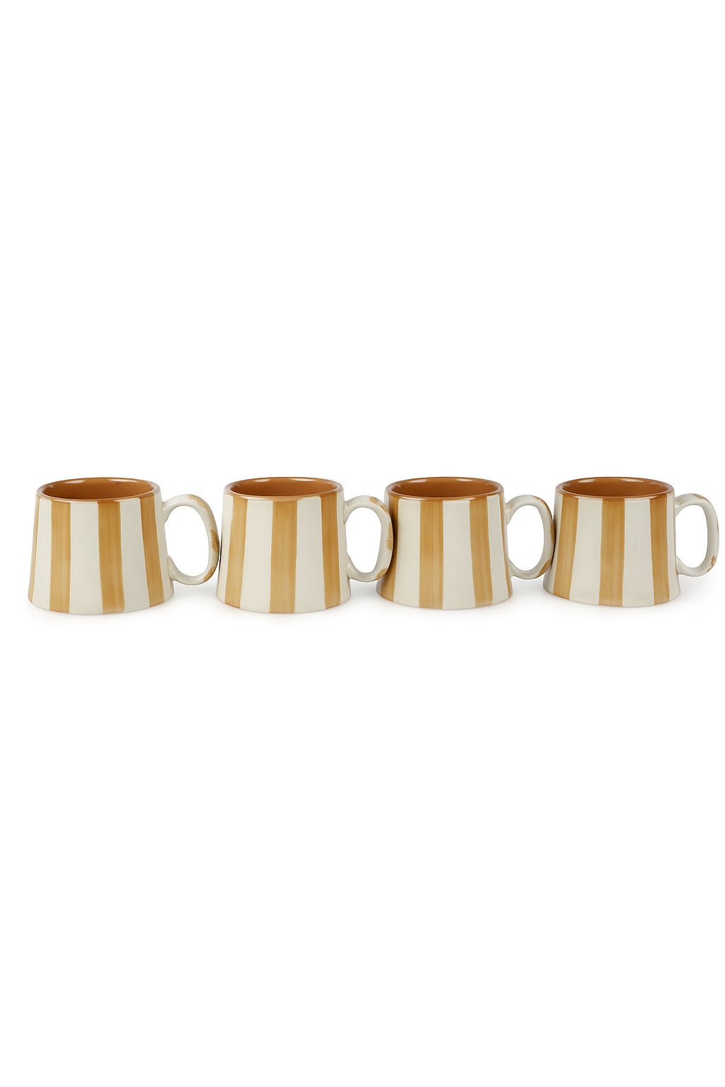 Ceramic Brown Stripe Coffee cup - 3.5 x 2.5 Inches ( Set of 4 ) - Shop_nameCasa Amarosa | Home Goods