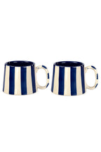 Ceramic Dark Blue Stripe Coffee cup - 3.5 x 2.5 Inches ( Set of 2 ) - Shop_nameCasa Amarosa | Home Goods
