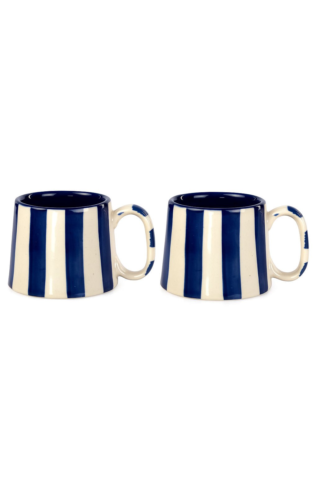 Ceramic Dark Blue Stripe Coffee cup - 3.5 x 2.5 Inches ( Set of 2 ) - Shop_nameCasa Amarosa | Home Goods