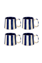 Ceramic Dark Blue Stripe Coffee cup - 3.5 x 2.5 Inches ( Set of 4 ) - Shop_nameCasa Amarosa | Home Goods