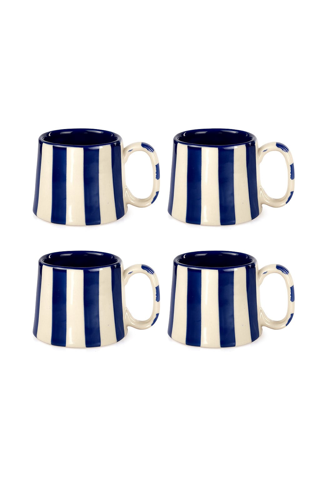 Ceramic Dark Blue Stripe Coffee cup - 3.5 x 2.5 Inches ( Set of 4 ) - Shop_nameCasa Amarosa | Home Goods