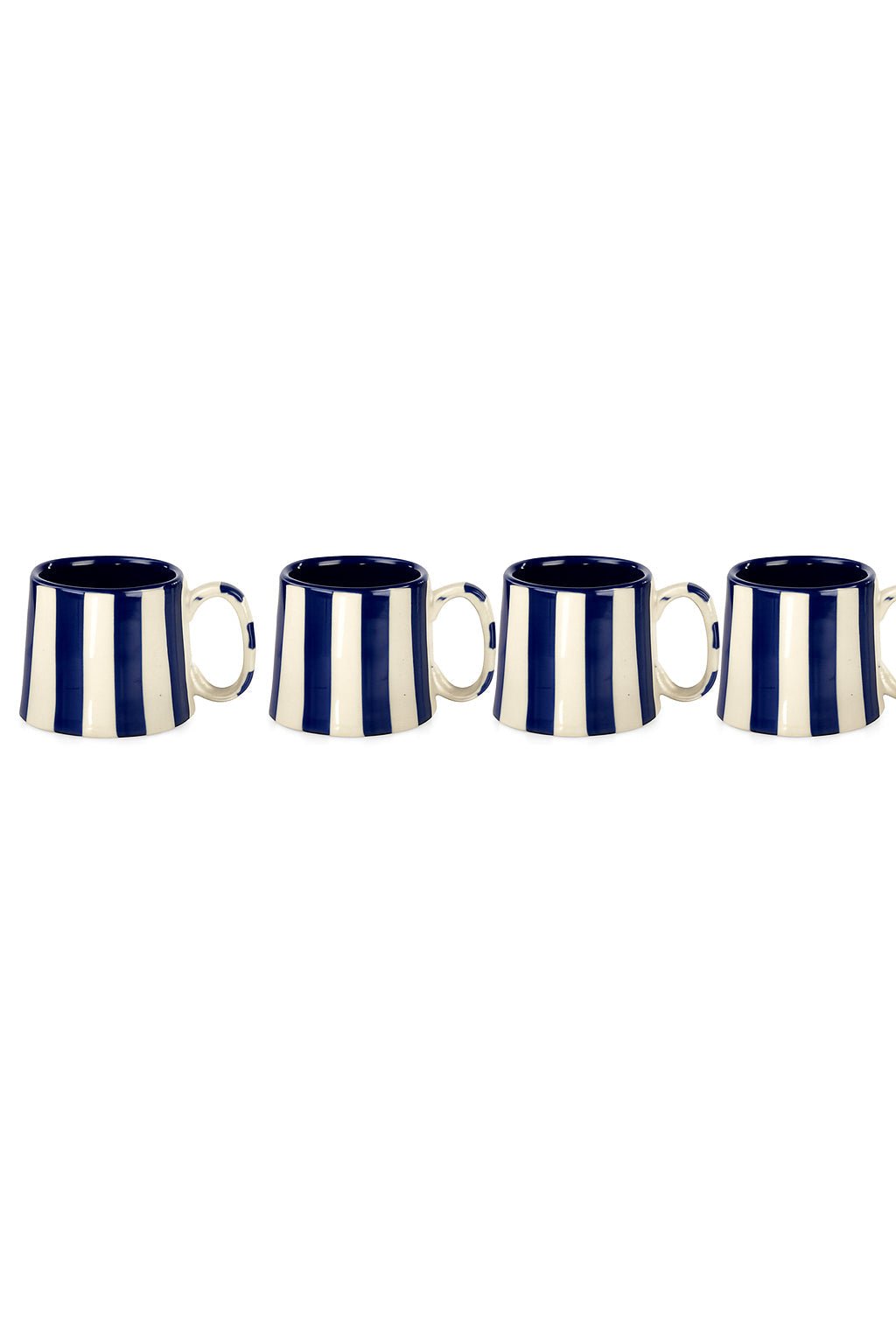 Ceramic Dark Blue Stripe Coffee cup - 3.5 x 2.5 Inches ( Set of 4 ) - Shop_nameCasa Amarosa | Home Goods