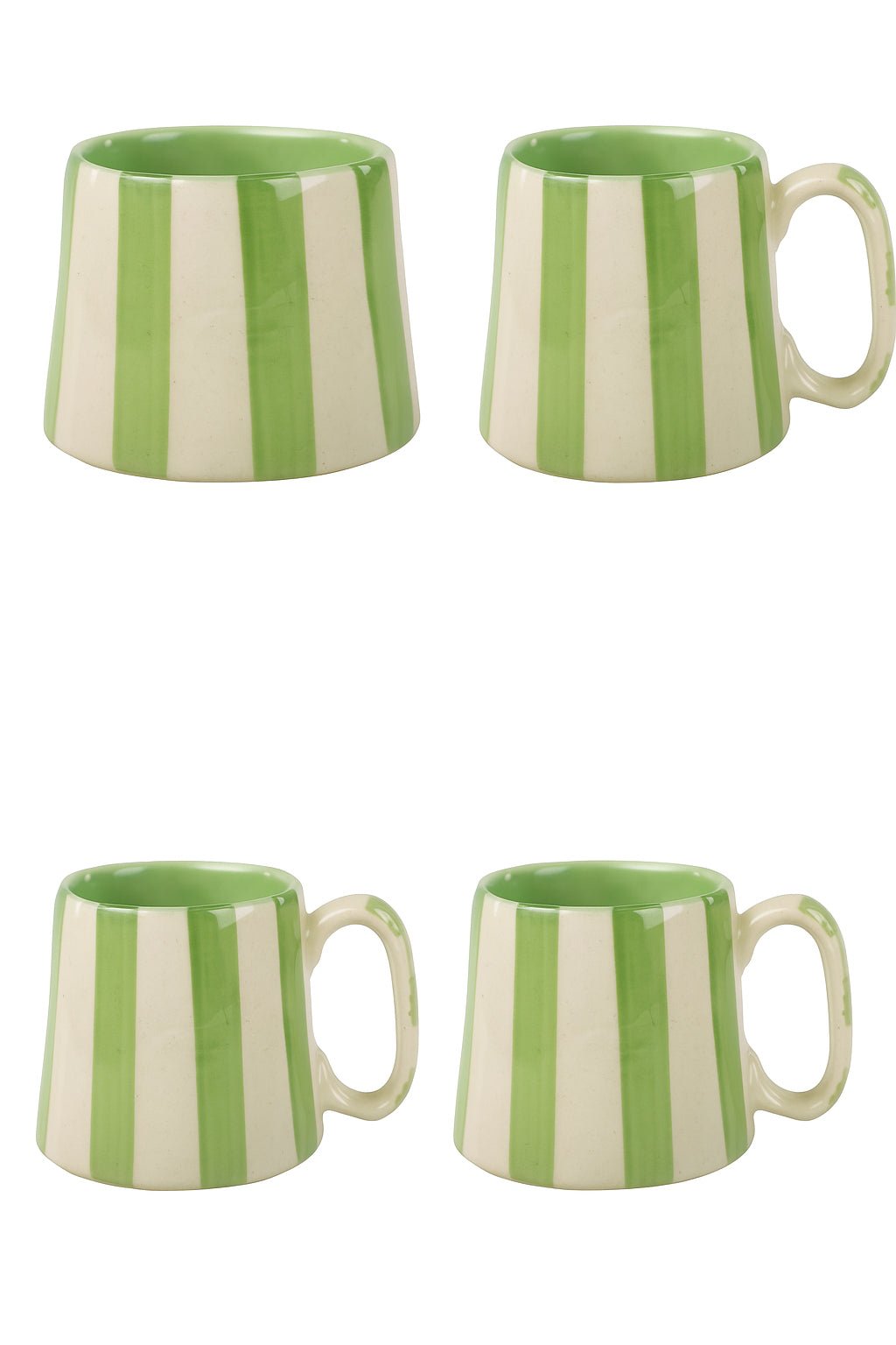 Ceramic Green Stripe Coffee cup - 3.5 x 2.5 Inches ( Set of 4 ) - Shop_nameCasa Amarosa | Home Goods
