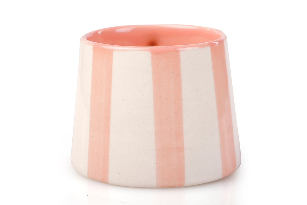 Ceramic Pink Stripe  Coffee cup- 220ml - 3.5 x 2.5 Inches (Set of 2).
