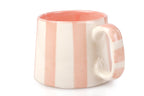 Ceramic Pink Stripe  Coffee cup- 220ml - 3.5 x 2.5 Inches (Set of 2).