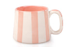 Ceramic Pink Stripe  Coffee cup- 220ml - 3.5 x 2.5 Inches (Set of 2).