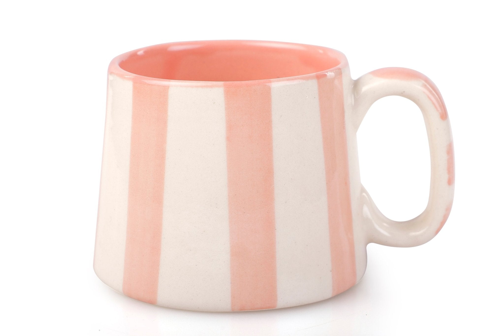 Ceramic Pink Stripe  Coffee cup- 220ml - 3.5 x 2.5 Inches (Set of 2).