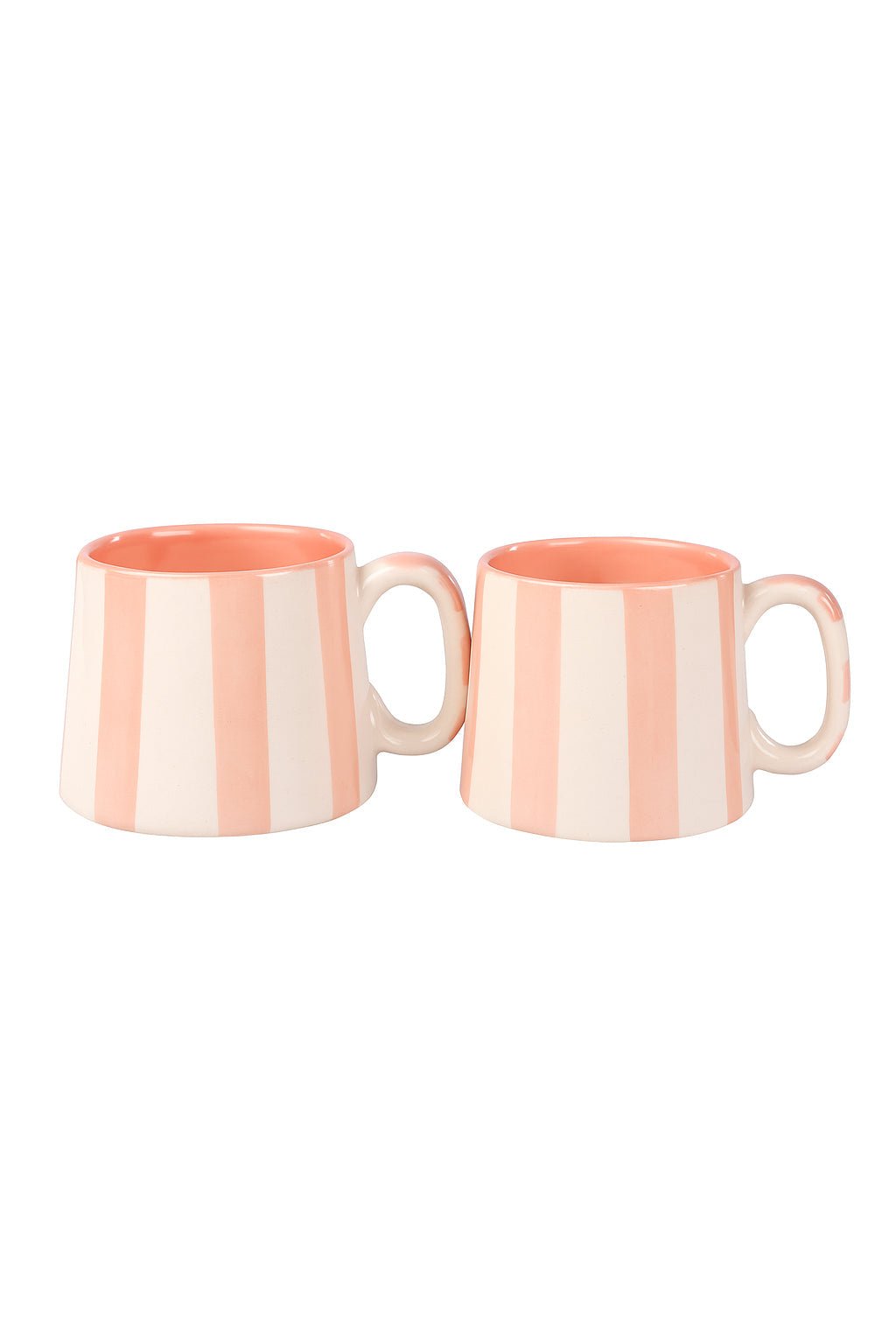 Ceramic Pink Stripe Coffee cup - 220ml - 3.5 x 2.5 Inches (Set of 2) - Shop_nameCasa Amarosa | Home Goods