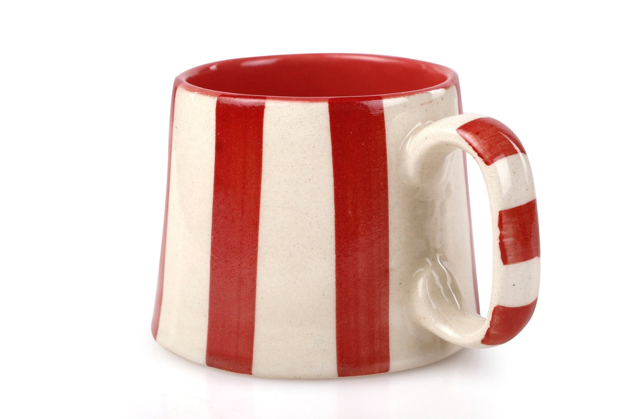 Ceramic Red Stripe  Coffee cup - 3.5 x 2.5 Inches ( Set of 4 ).