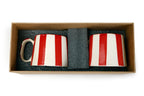 Ceramic Red Stripe  Coffee cup - 3.5 x 2.5 Inches ( Set of 4 ).
