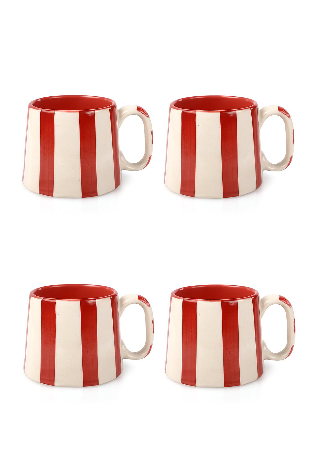 Ceramic Red Stripe Coffee cup - 3.5 x 2.5 Inches ( Set of 4 ) - Shop_nameCasa Amarosa | Home Goods