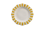 Ceramic Stripe Dinner Plate, Yellow - 10 x 10 x 1.25 Inches ( Set of 2 ).