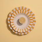 Ceramic stripe Salad Plate, Yellow - 8.25x 8.25 x 1.25 Inches ( Set of 4 ) - Shop_nameCasa Amarosa | Home Goods