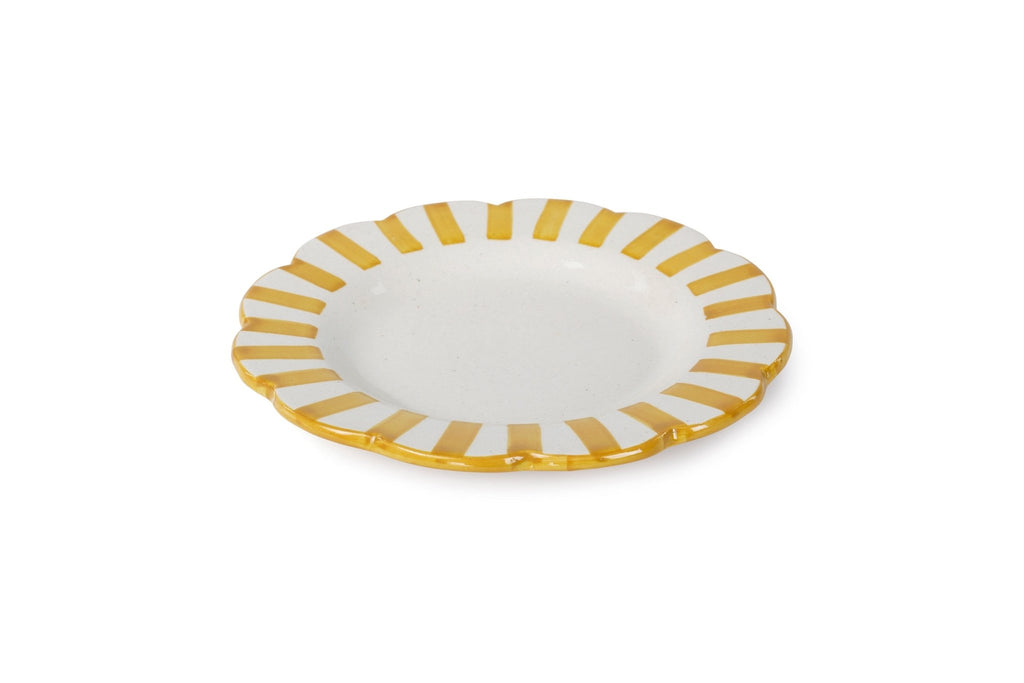 Ceramic stripe Salad Plate, Yellow - 8.25x 8.25 x 1.25 Inches ( Set of 4 ) - Shop_nameCasa Amarosa | Home Goods