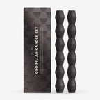Charcoal  Geometric Pillar Candle (Set of 2).