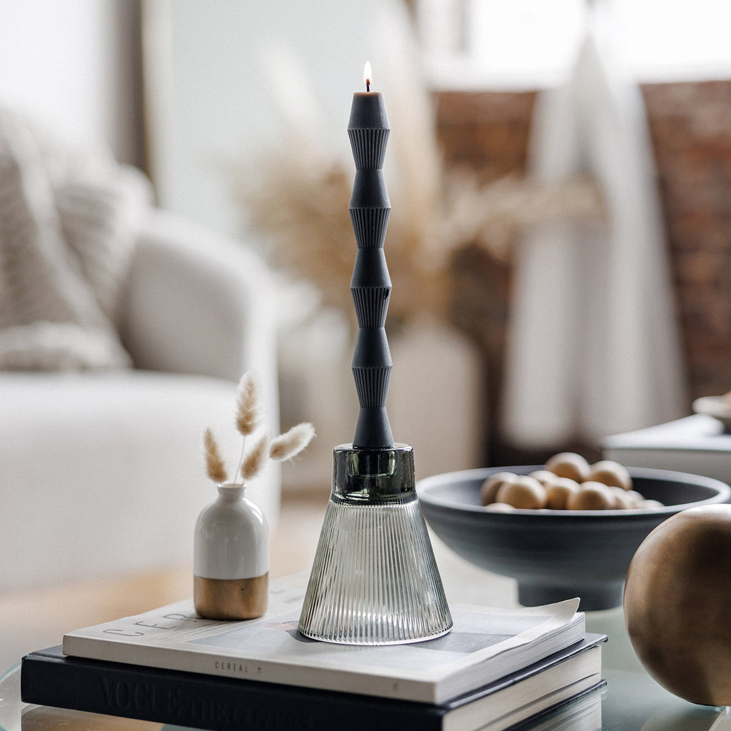 Charcoal  Geometric Pillar Candle (Set of 2).
