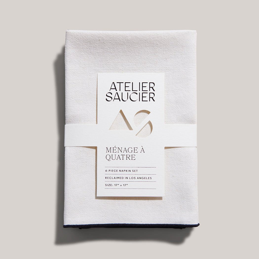 Cream Burlap Noir Napkins | Set of 4 - Shop_nameATELIER SAUCIER