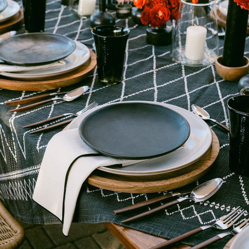Cream Burlap Noir Napkins | Set of 4 - Shop_nameATELIER SAUCIER