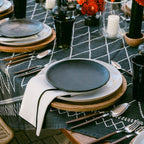 Cream Burlap Noir Napkins | Set of 4 - Shop_nameATELIER SAUCIER
