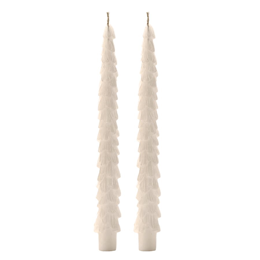 Cream Tree Taper Candles - Set of 2.