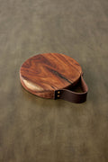 Round Wooden Cutting Board with Leather Strap