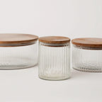 Fluted Glass Storage Jars - set of 3.