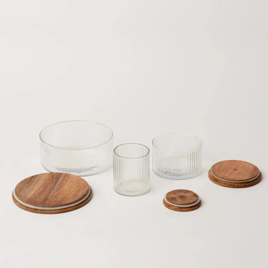 Fluted Glass Storage Jars - set of 3.