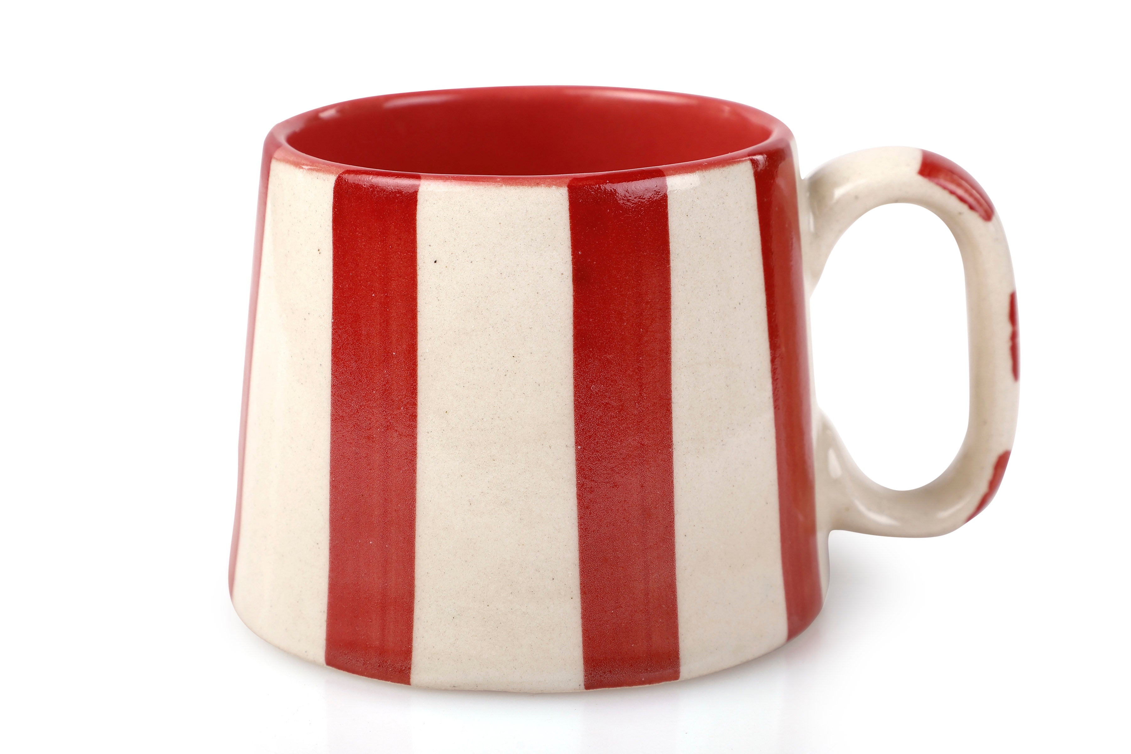 Ceramic Red Stripe  Coffee cup - 3.5 x 2.5 Inches ( Set of 2 )
