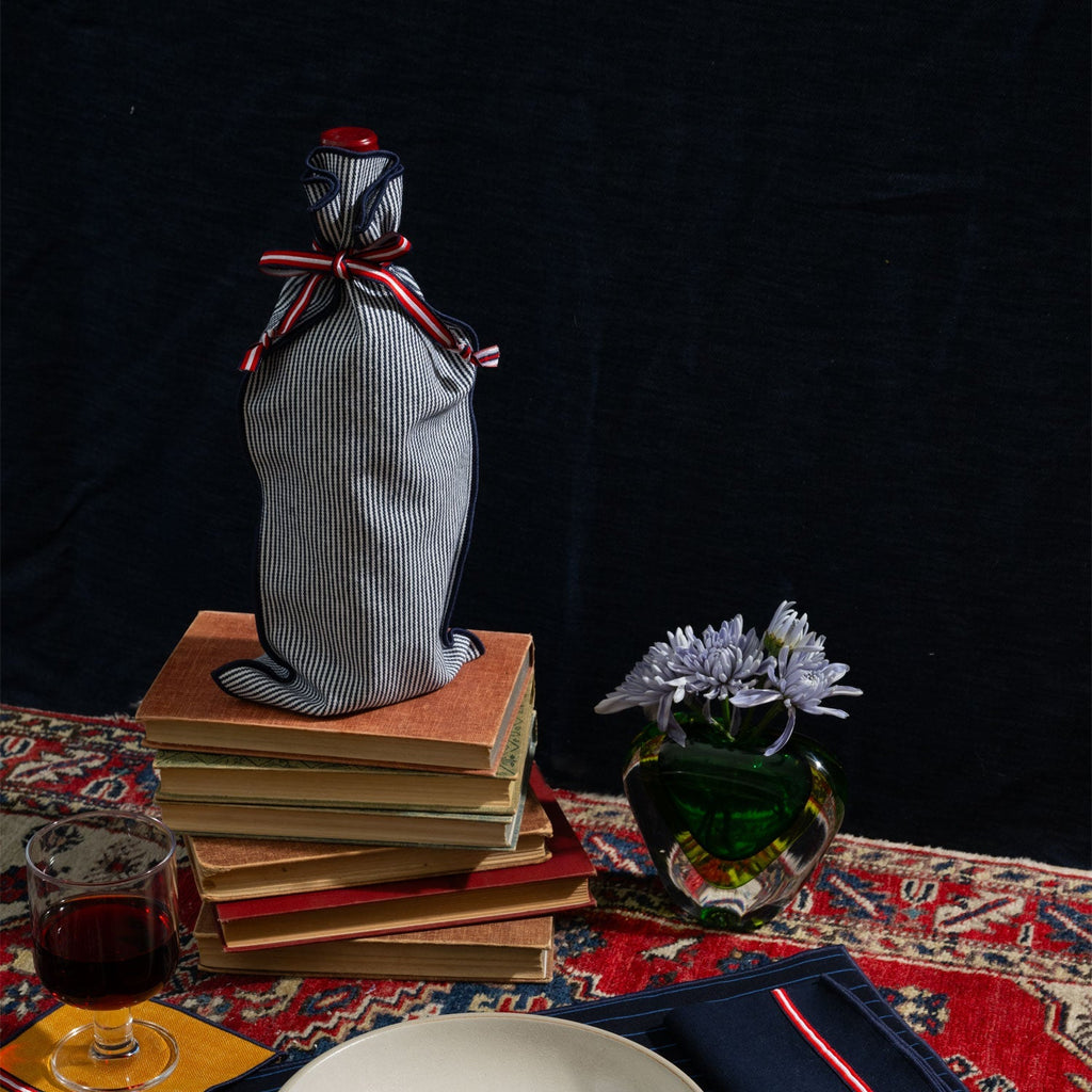 Indigo Stripe Bottle Bag - Shop_nameATELIER SAUCIER