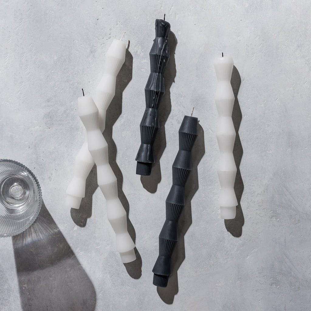 Ivory Geometric Pillar Candle (Set of 2).