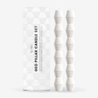 Ivory Geometric Pillar Candle (Set of 2).