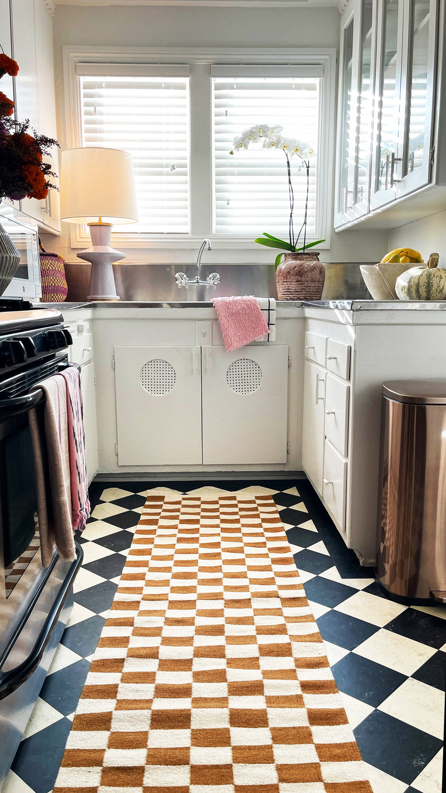 Zapotec Checkered Rug in Umber & Ivory