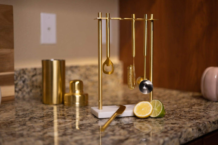 Luxe Gold & Marble Hanging Bar Tool Set  by be HOME.