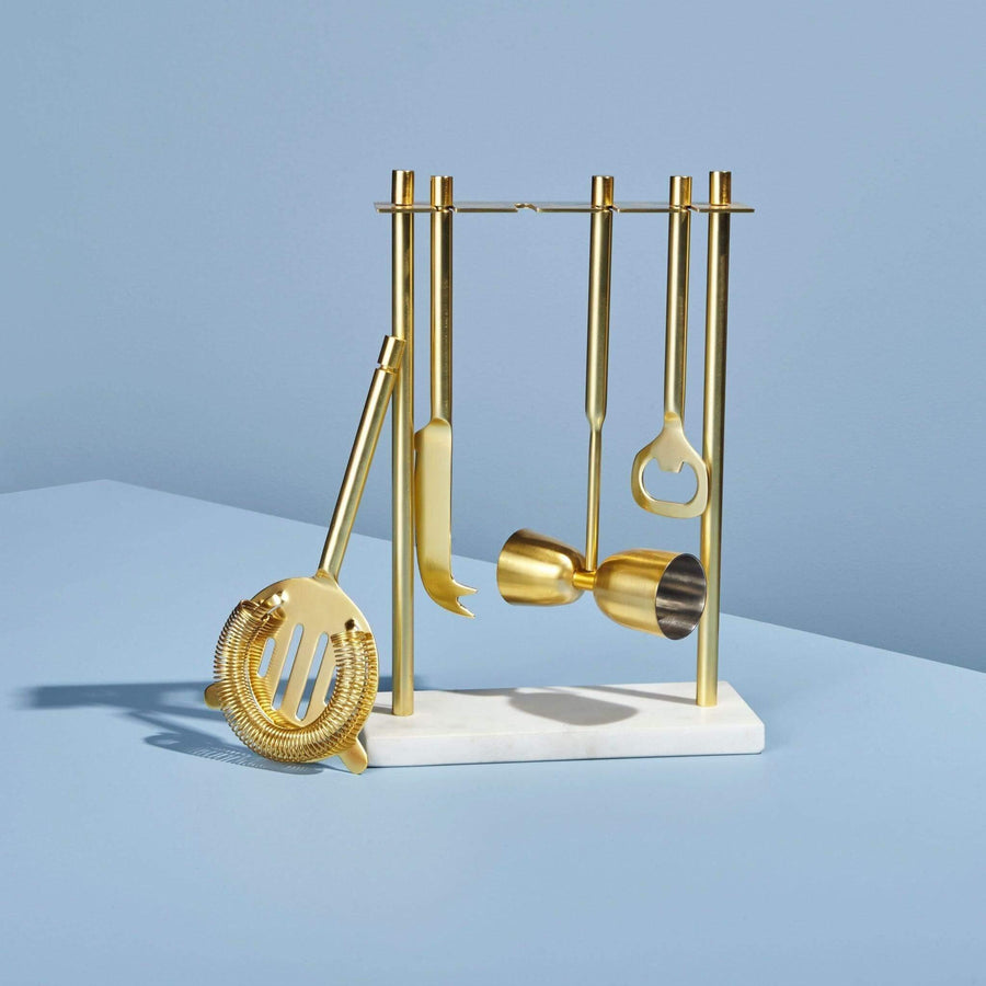 Luxe Gold & Marble Hanging Bar Tool Set  by be HOME.