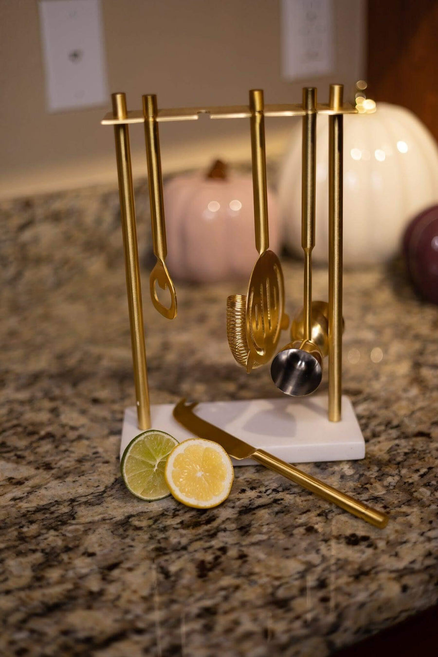 Luxe Gold & Marble Hanging Bar Tool Set  by be HOME.