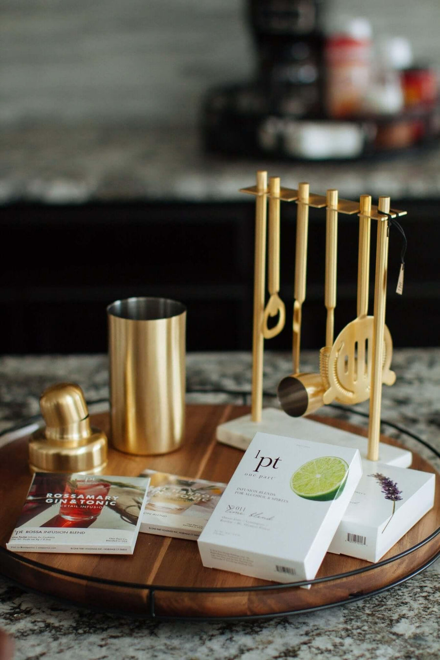 Luxe Gold & Marble Hanging Bar Tool Set  by be HOME.